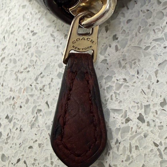 Coach Dark Brown Leather Monogram Gold Hardware Zippered Wallet - Picture 8 of 13